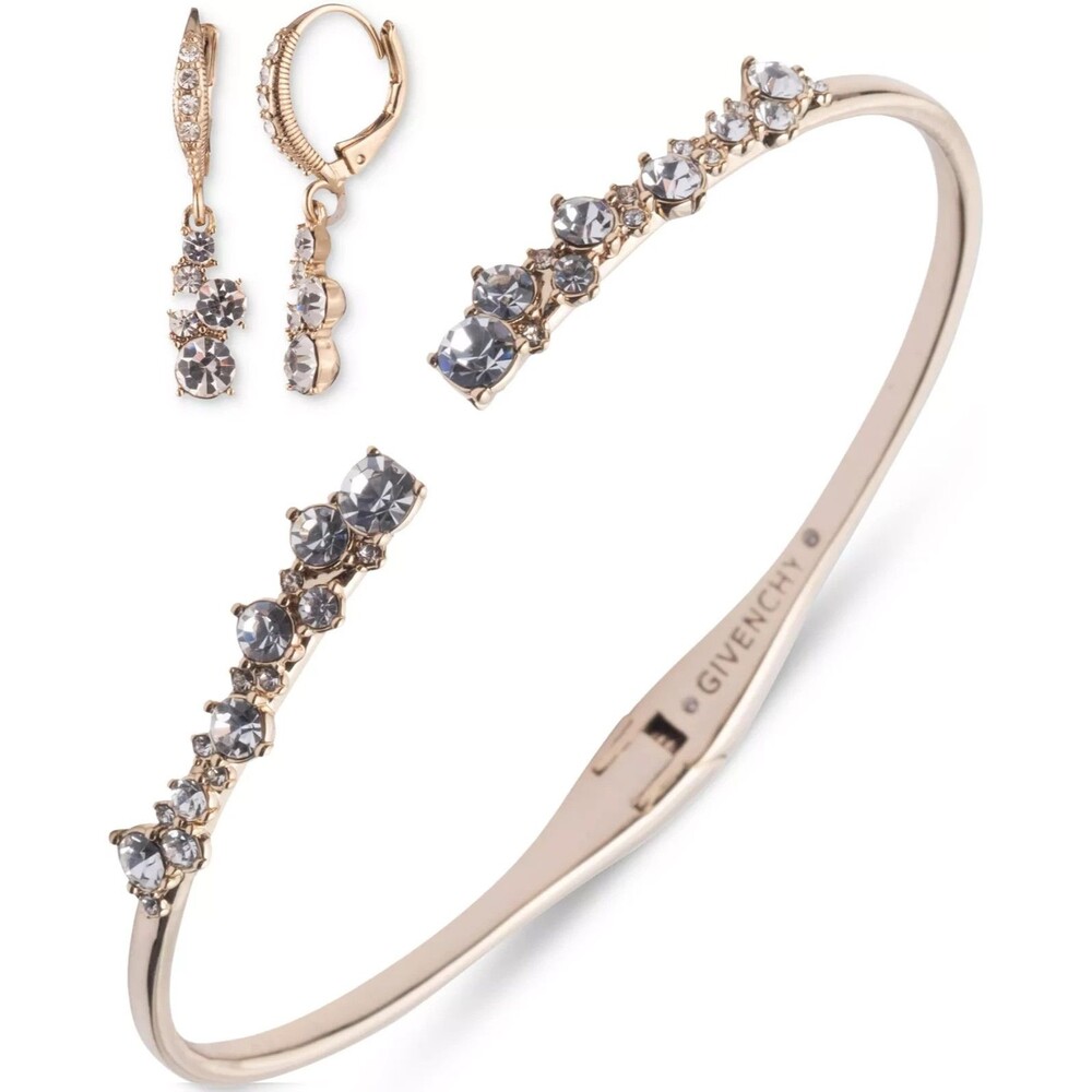 Givenchy Silver-Tone Cluster Cuff Bangle Bracelet & Earrings Set